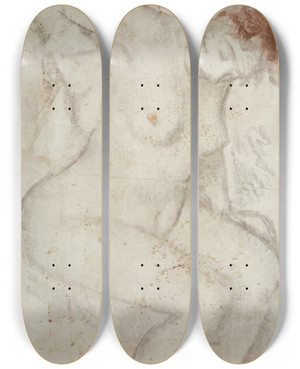 Triptych art skateboard deck of Edgar Degas Femme Sessuyant_2 by Edgar Degas (1834-1917)