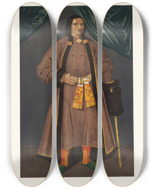 Triptych art skateboard deck of Fedor Grigoryevich Solntsev Odezhda Boiarskaia Xvii Stoletiia Kopiia S Portreta Afanasiia Kirilovicha Naryshkina by Fedor Grigoryevich Solntsev (1801-1892)