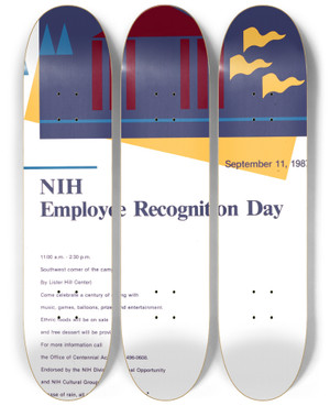 Triptych art skateboard deck of National Institutes Of Health Nih Employee Recognition Day by National Institutes Of Health (1887)