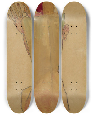 Triptych art skateboard deck of Egon Schiele Study Of The Artists Sister by Egon Schiele (1890-1918)
