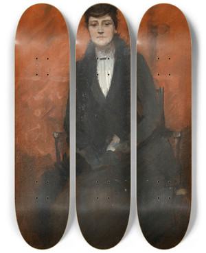Triptych art skateboard deck of Sir John Lavery Portrait Of Helen Bell by Sir John Lavery (1856-1941)