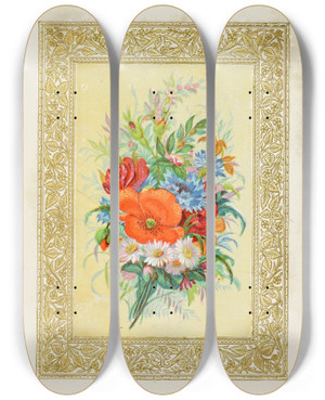 Triptych art skateboard deck of John Henry Ingram Flora Symbolica by John Henry Ingram (1842-1916)