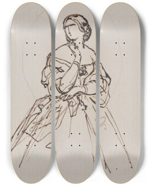 Triptych art skateboard deck of Nicaise De Keyser Portrait Of A Woman_15 by Nicaise De Keyser (1813-1887)