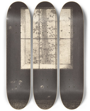 Triptych art skateboard deck of Odilon Redon Le Jour Day by Odilon Redon (1840-1916)