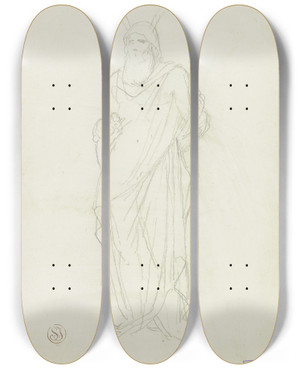 Triptych art skateboard deck of Eduard Von Steinle Moses by Eduard Von Steinle (1810-1886)