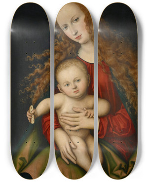 Triptych art skateboard deck of Lucas Cranach The Elder Virgin And Child_1 by Lucas Cranach The Elder (1472-1553) Triptych art skateboard deck of Lucas Cranach The Elder Virgin And Child_1 by Lucas Cranach The Elder (1472-1553)