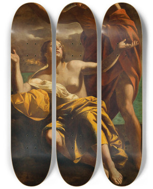 Triptych art skateboard deck of Giovanni Giacomo Semenza Bacchus And Arianna by Giovanni Giacomo Semenza (1580-1638)