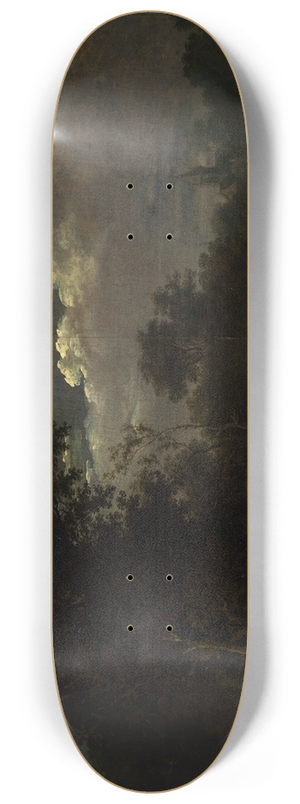 Ferdinand Kobell - Mondscheinlandschaft mit Fischern am Lagerfeuer 8.25 inch art skate deck