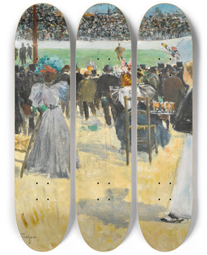 Triptych art skateboard deck of Louis Abeltruchet Le Vlodrome_2 by Louis Abel-Truchet (1857-1918)