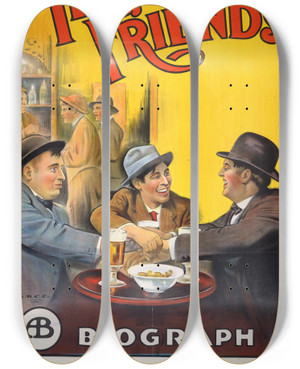 Triptych art skateboard deck of Abc Co Three Friends by A.B.C. Co. (19-20-)