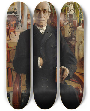 Triptych art skateboard deck of Eero Jrnefelt Portrait Of Baron Johan Philip Palmn Vice Chancellor Of The University by Eero Jarnefelt (1863-1937)