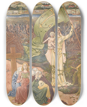 Triptych art skateboard deck of Antoon Derkinderen Transvaalse Prent 2 by Antoon Derkinderen (1859-1925)