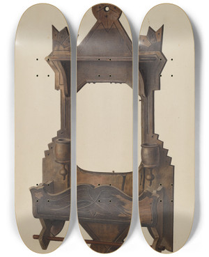 Triptych art skateboard deck of Alexander Anderson Comb Wall Case by Alexander Anderson