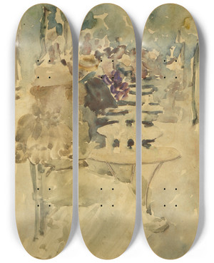 Triptych art skateboard deck of Maurice Prendergast Outdoor Cafe by Maurice Prendergast (1858-1924) Triptych art skateboard deck of Maurice Prendergast Outdoor Cafe by Maurice Prendergast (1858-1924)