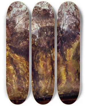 Triptych art skateboard deck of Paul Huet Les Ormes Saintcloud by Paul Huet (1803-1869)