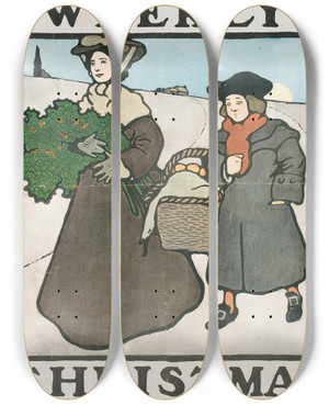 Triptych art skateboard deck of Edward Penfield Harpers Weekly Christmas 1899 by Edward Penfield (1866-1925) Triptych art skateboard deck of Edward Penfield Harpers Weekly Christmas 1899 by Edward Penfield (1866-1925)