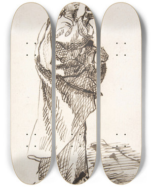 Triptych art skateboard deck of Pedro Duque Y Cornejo Standing Saint_1 by Pedro Duque Y Cornejo (1677-1757)