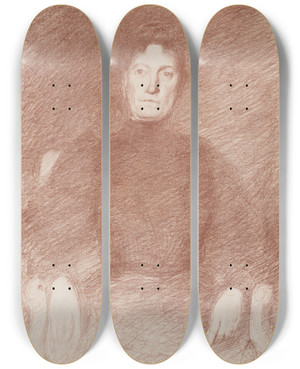 Triptych art skateboard deck of Charles Marie Dulac Seated Woman by Charles Marie Dulac (1865-1898)