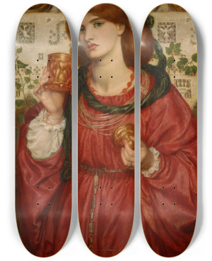 Triptych art skateboard deck of Dante Gabriel Rossetti The Loving Cup by Dante Gabriel Rossetti (1828-1882)