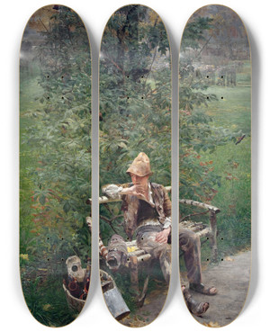 Triptych art skateboard deck of Jacek Malczewski A Painters Apprentice by Jacek Malczewski (1854-1929)