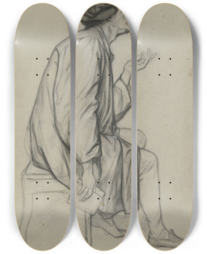 Triptych art skateboard deck of Victor Mller Sitzender Oecolampadius Mit Einem Buch In Der Rechten Die Linke Zur Rede Erhoben Aus Dem Ritter Hartmut Von Kronberg Bei Dem Reformator Oecolampadius In Basel by Victor Muller (1829-1871)