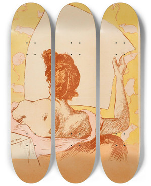 Triptych art skateboard deck of Richard Ranft Salon Des Cent Exposition Richard Ranft by Richard Ranft (1862-1931)