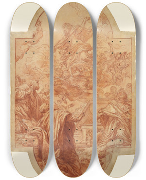Triptych art skateboard deck of Baldassarre Franceschini Assumption Of The Virgin by Baldassarre Franceschini (1611-1689)