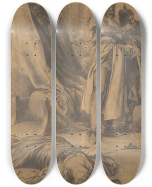 Triptych art skateboard deck of Gyula Benczr Historical Scene by Gyula Benczur (1844-1920)