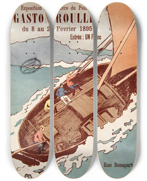 Triptych art skateboard deck of Gaston Roullet Salon Des Cent Exposition Gaston Roullet by Gaston Roullet (1847-1925)