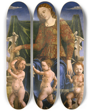 Triptych art skateboard deck of Cosm Tura The Muse Terpsichore by Cosme Tura (1430-1495)