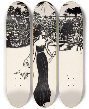 Triptych art skateboard deck of Johannes Frederik Engelbert Ten Klooster Danseres_1 by Johannes Frederik Engelbert Ten Klooster (1873-1940)