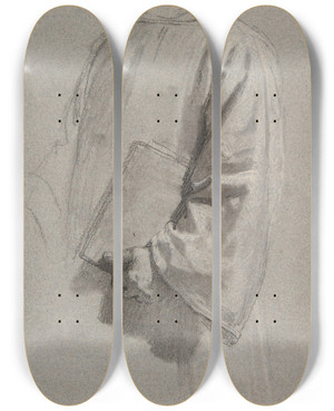 Triptych art skateboard deck of Isidore Pils Drapery Study For A Cleric_3 by Isidore Pils (1815-1875)