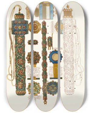 Triptych art skateboard deck of Fedor Grigoryevich Solntsev Chernilitsa Tsaria Mikhaila Feodorovicha by Fedor Grigoryevich Solntsev (1801-1892)