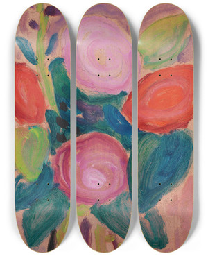 Triptych art skateboard deck of Alexej Von Jawlensky Blumenstrauss In Vase by Alexej Von Jawlensky (1864-1941)
