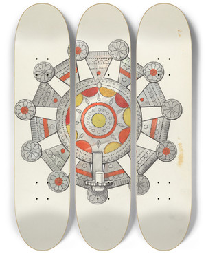 Triptych art skateboard deck of Dana Bartlett Cut Tin Candle Holder_2 by Dana Bartlett