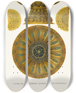 Triptych art skateboard deck of Fedor Grigoryevich Solntsev Lokhan K Rukomoiniku Tsaritsy Natalii Kirilovny by Fedor Grigoryevich Solntsev (1801-1892)
