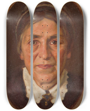 Triptych art skateboard deck of Milan Thomka Mitrovsk Portrait Of Elena Martha Oltsov by Milan Thomka Mitrovsky (1875-1943)