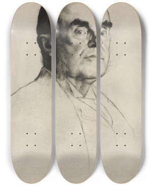 Triptych art skateboard deck of William Strang James E Christie by William Strang (1859-1921)