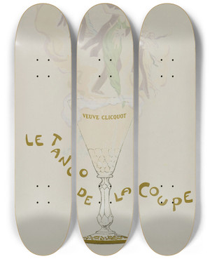 Triptych art skateboard deck of Georges Goursat Sem Le Tango De La Coupe by Georges Goursat (Sem) (1863-1934)