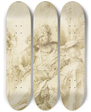 Triptych art skateboard deck of Peter Paul Rubens Pilate by Peter Paul Rubens (1577-1640)