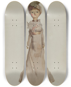 Triptych art skateboard deck of Kapousouz Doll_5 by Kapousouz