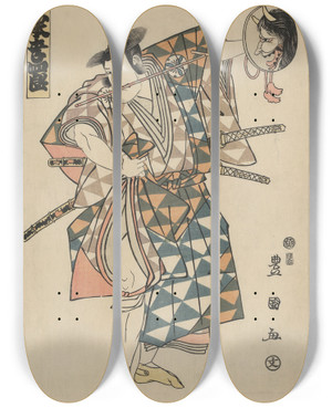 Triptych art skateboard deck of Toyokuni Utagawa Godaime Matsumoto Kshir by Toyokuni Utagawa (1769-1825)