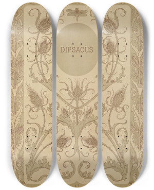 Triptych art skateboard deck of Anton Seder Die Pflanze In Kunst Und Gewerbe Pl024 by Anton Seder (1850-1916)