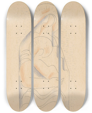 Triptych art skateboard deck of Mikul Galanda Madonna And Child In Her Lap by Mikulas Galanda (1895-1938)