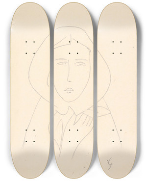 Triptych art skateboard deck of Mikul Galanda Ena V Atke_2 by Mikulas Galanda (1895-1938)