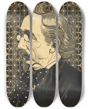 Triptych art skateboard deck of Albert Hahn Johan Braakensiek Door Albert Hahn by Albert Hahn (1877-1918)