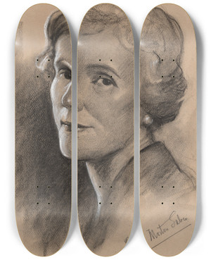 Triptych art skateboard deck of Samuel Johnson Woolf Pauline Morton Sabin by Samuel Johnson Woolf (1880-1948)