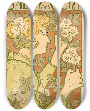 Triptych art skateboard deck of Arsne Herbinier Salon Des Cent_2 by Arsene Herbinier (1869-1955)