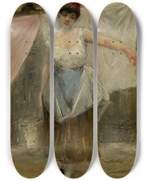 Triptych art skateboard deck of Josef Engelhart Wschermdl by Josef Engelhart (1864-1941)