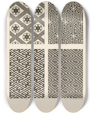 Triptych art skateboard deck of George Ashdown Audsley Outlines Of Ornament In The Leading Styles Pl05 by George Ashdown Audsley (1838-1925)